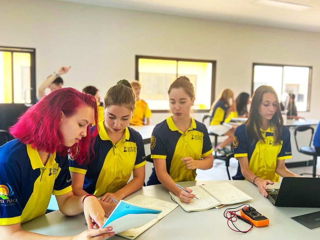 school classroom students girls