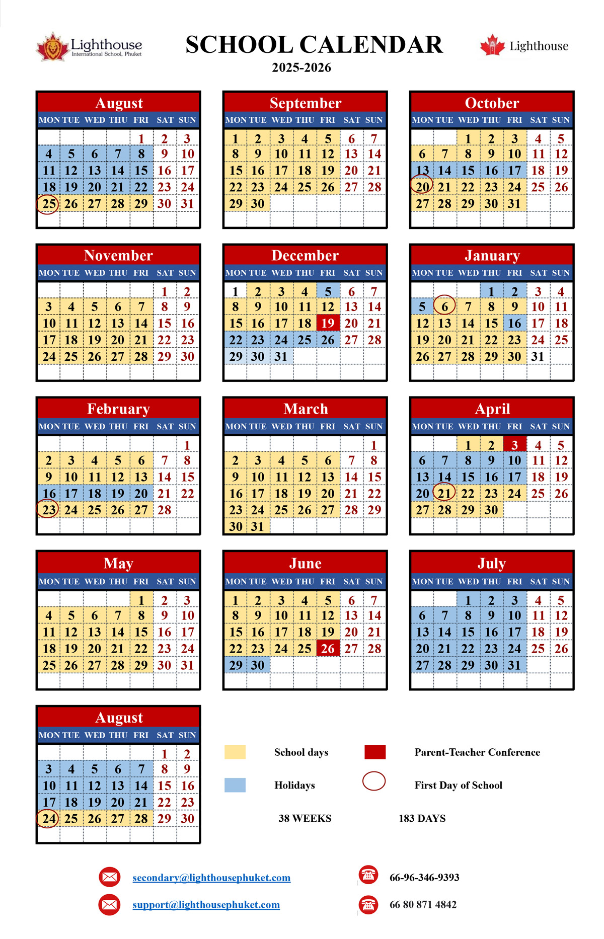 CALENDAR 2025-2026 primary secondary