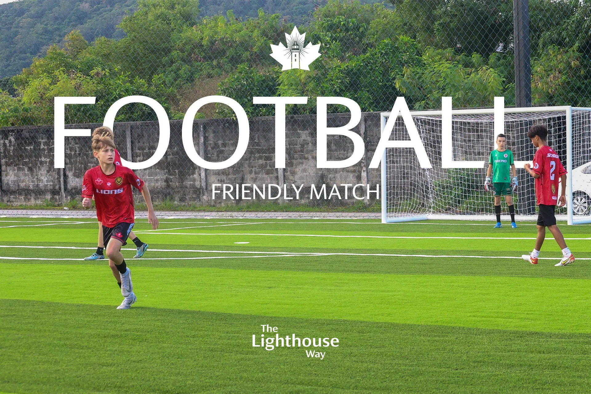 Football friendly match between Lighthouse Lions and Oak Meadow Eagles