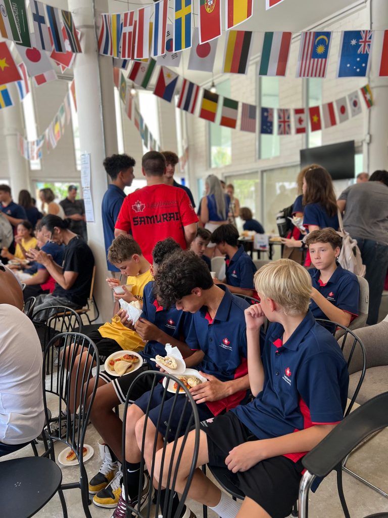 Boys eating together