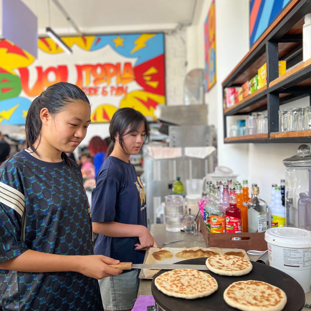 Girls cooking bread