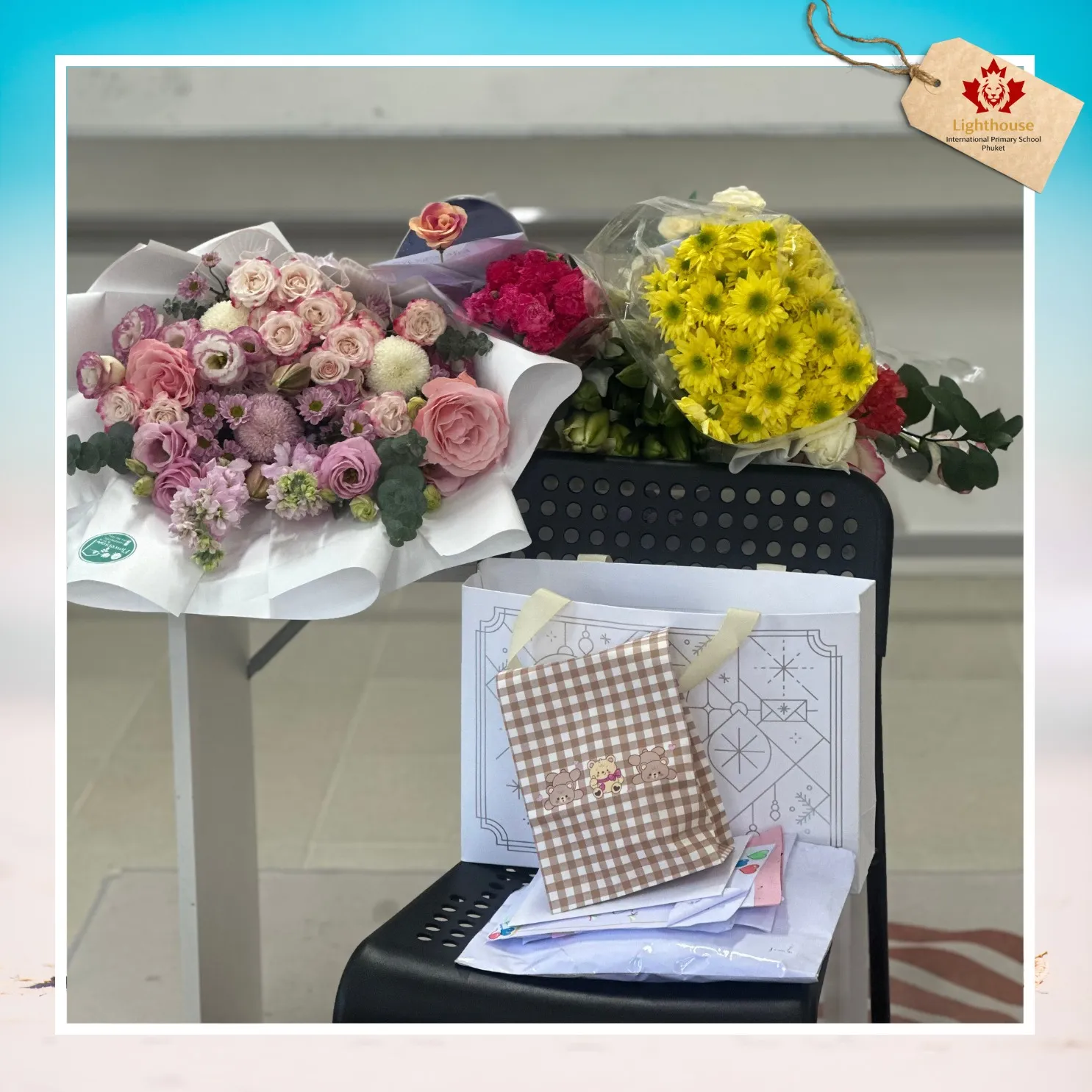 Flowers and gifts from students