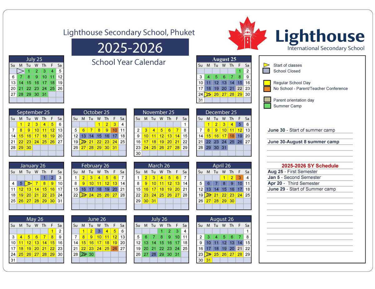 secondary calendar 2025-2026