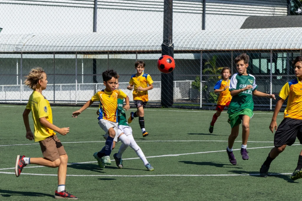 Students in football field