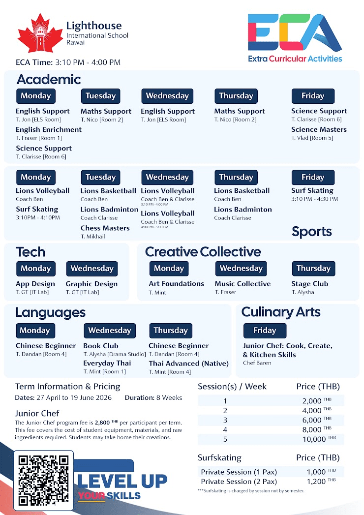 ECA term 3 schedule and sign up details