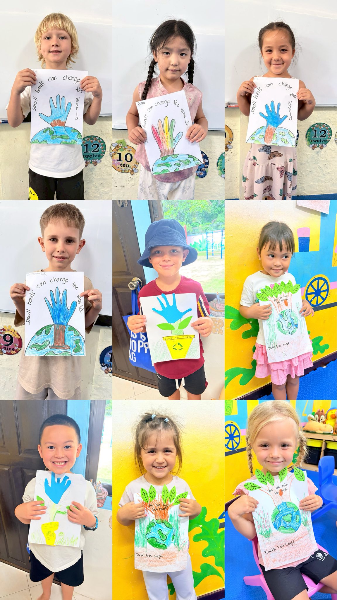 Kindergarten students with earth day arts 2