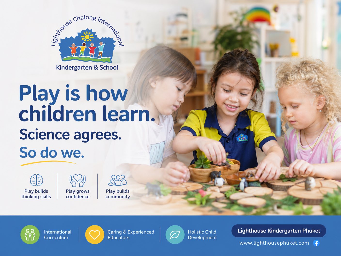 Lighthouse Kindergarten Phuket 'Play is how children learn' poster