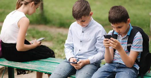 Students holding phones
