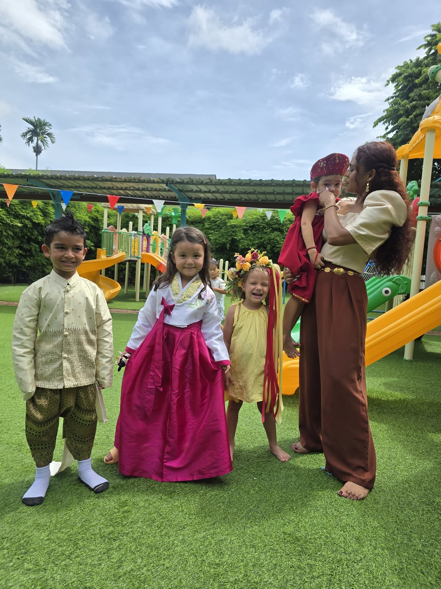Children in different traditional costumes
