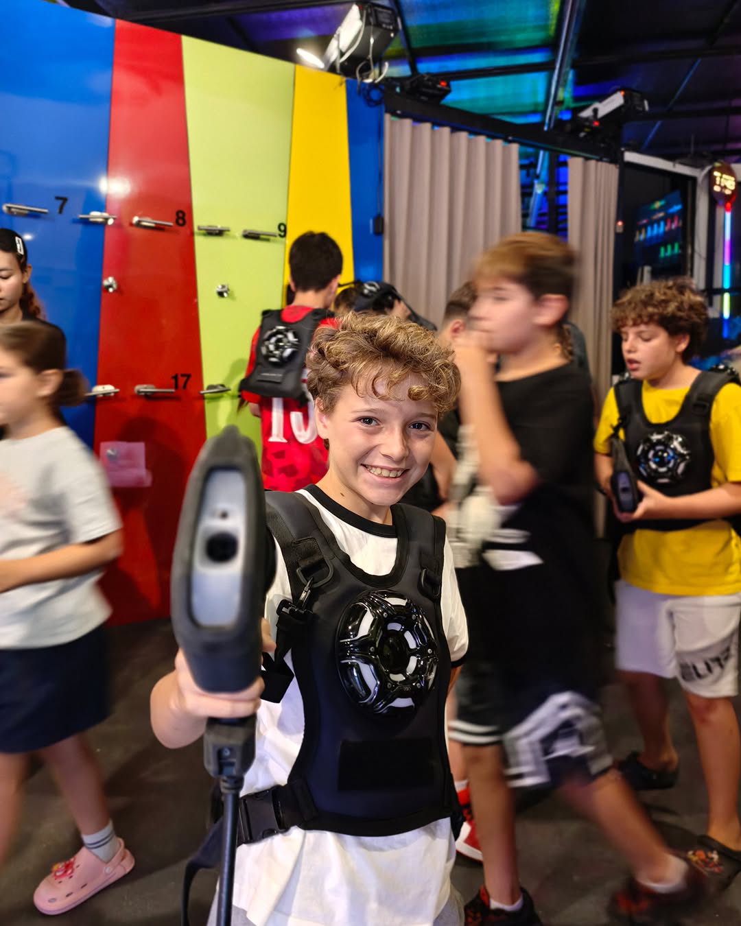 Boy posing for laser tag