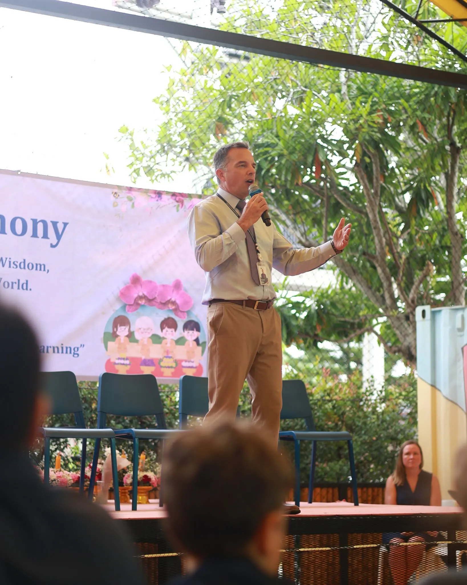 Lighthouse International School Head giving speech during Wai Kru Day Lighthouse International School Head giving speech during Wai Kru Day