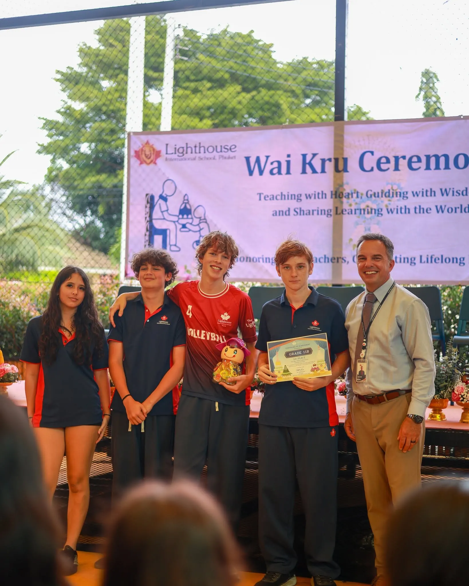 Lighthouse International School Secondary Phuket - Wai Kru Day 2026 - students with school head Lighthouse International School Secondary Phuket - Wai Kru Day 2026 - students with school head